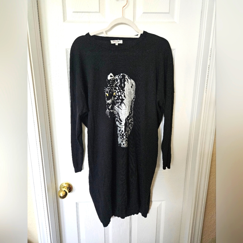 MOSAIKA by Hevea Black Panther Sweaterdress, Size M/L
